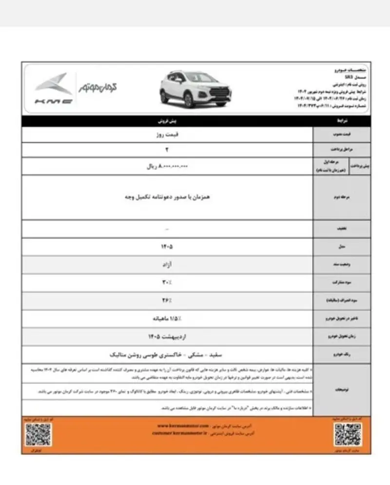 فروش کرمان موتور 
