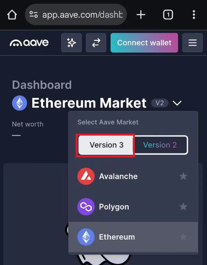 مرحله 2 دریافت وام از aave