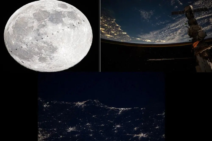 لحظه‌ای که ساکنان زمین و فضا از هم عکس گرفتند