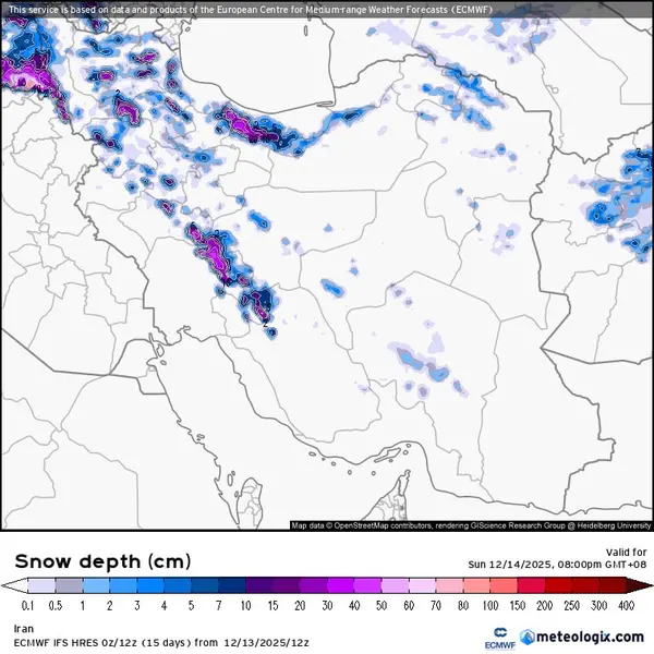 1نقشه بارش برف