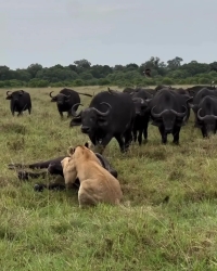 شکست شیرها در مقابل اتحاد دفاع گله گاومیش‌ها