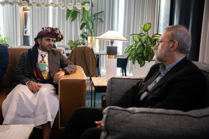 دیدار و گفتگوی علی لاریجانی دبیر با سخنگوی انصارالله یمن