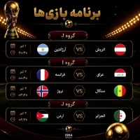 جام جهانی 2026 | ساعت بازی‌های آرژانتین - اتریش و فرانسه - عراق