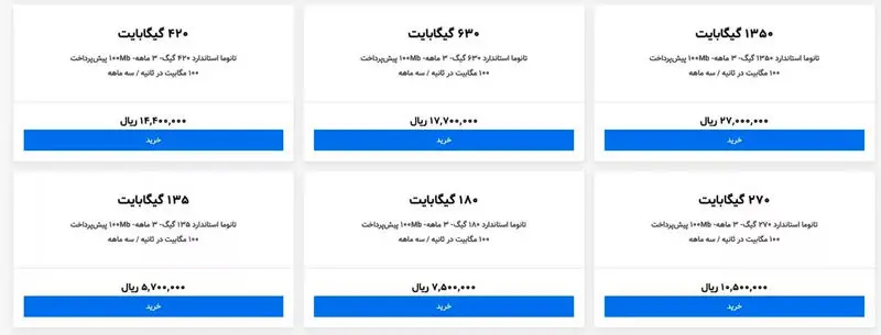 تعرفه اینترنت